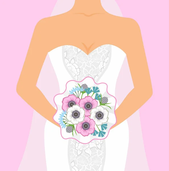 Abbildung der Braut mit einem Strauß. — Stockvektor