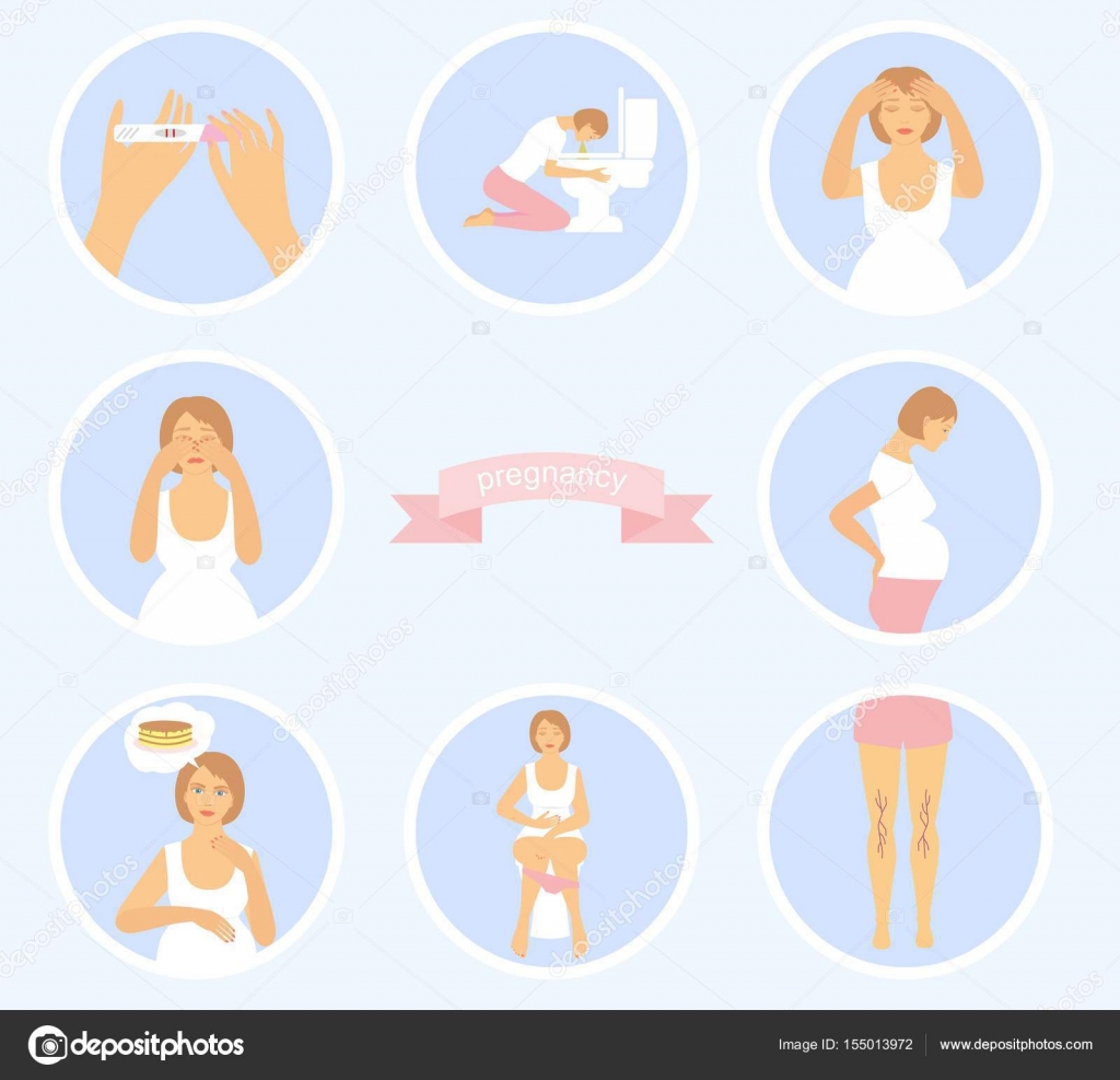 Vector illustration signs of pregnancy symptoms toxemia of pregnancy