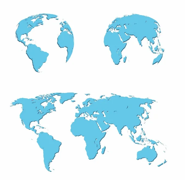 Vektor illustration set - karta över världen, de två halvklotet — Stock vektor