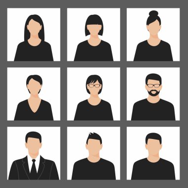 Avatar profil resim simgesi de dahil olmak üzere kadın ve erkek seti