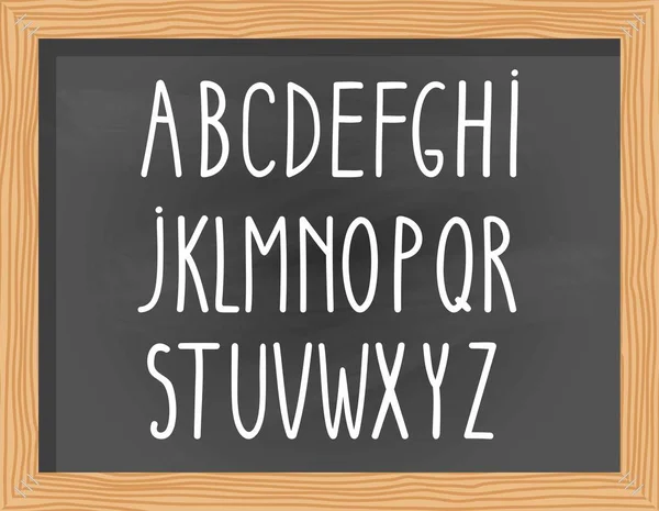 Tablero escolar con alfabeto. Alfabeto de dibujo a mano escolar . — Vector de stock