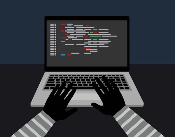 Hacker segurança roubar seus dados e sistema com internet código. roubo de dados do computador — Vetor de Stock