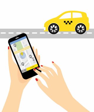 rezervasyon taksi yolu ile mobil app illüstrasyon kavramı süreci