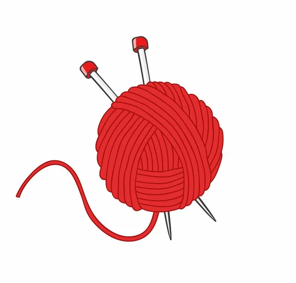 Ball of yarn and needles isolated on white background — Stock Vector