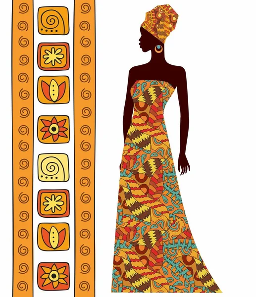 Силует красиві африканські жінки ізольовані на білому тлі — стоковий вектор