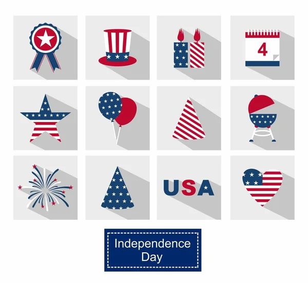 Εικονίδια εικονίδια γραμμής Ρυθμίστε ευτυχισμένος ημέρα ανεξαρτησίας Ηνωμένες Πολιτείες της Αμερικής, 4 Ιουλίου — Διανυσματικό Αρχείο