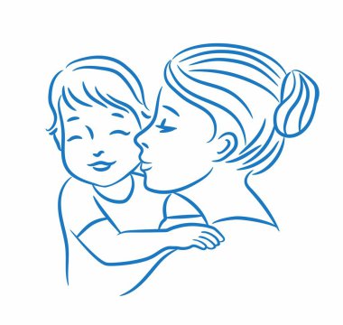 Anne ve bebeği vektör çizimi