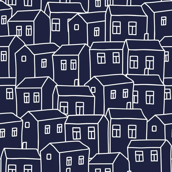 Χαριτωμένο κινούμενα μοτίβο με τα σπίτια. Απρόσκοπτη υπόβαθρο. — Διανυσματικό Αρχείο