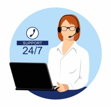 Destek Yöneticisi. Vektör çizim. Beyaz arka plan üzerinde izole.