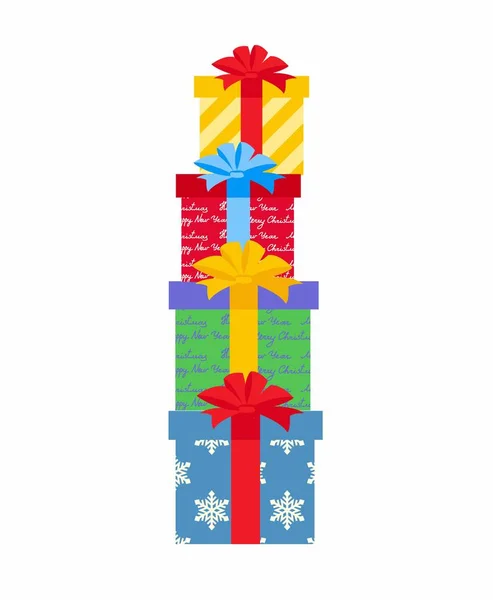 Illustratie decoratieve kerstcadeautjes op een witte achtergrond — Stockvector