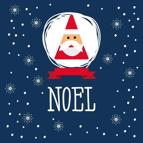 Carte de Noël avec Père Noël et flocons de neige. — Image vectorielle