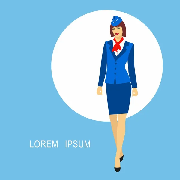 Egyenruha öltözött stewardess illusztrációja — Stock Vector