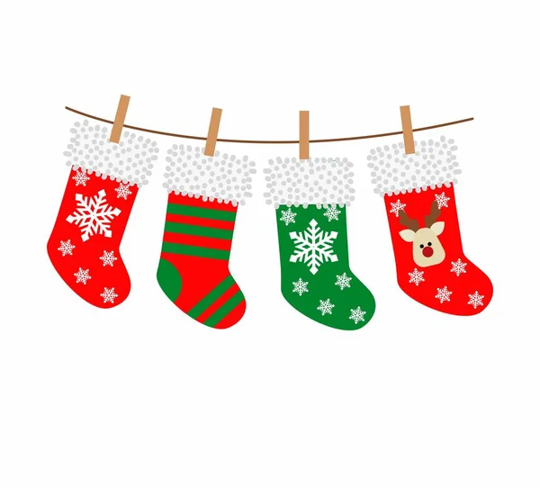 Chaussettes de Noël isolées sur fond blanc — Image vectorielle