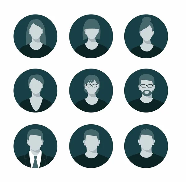 Conjunto de iconos de perfil Avatar incluyendo masculino y femenino. — Vector de stock