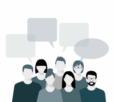 İş takım. İş insanlar ve konuşma balonu.