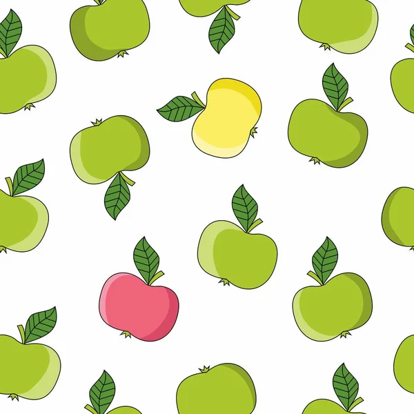Vektör desen elma düz bir tarzda. Sağlıklı yeme sorunsuz şekilde Tema. Yeşil elma, Proje Özeti için duvar kağıtları