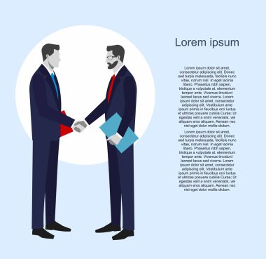 El sıkışırken takım elbiseli iki iş adamları. bir sözleşme imzalamak için. Başarılı bir işlem kavramı.