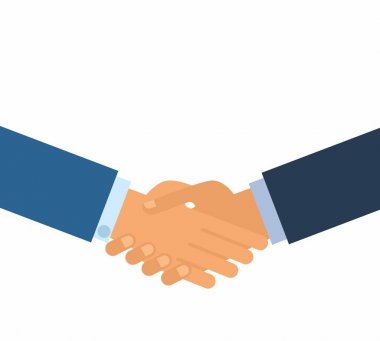 Bir sözleşmenin imzalanması. İş karşılıklı anlaşma ve ekip çalışması kavramı için. uluslararası işbirliği. Beyaz arka plan vektör çizim üzerinde el