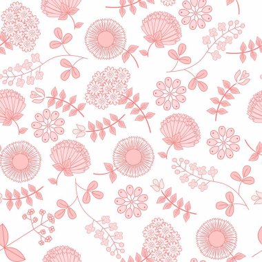 Nazik seamless modeli çiçekli. Şirin basit çiçek süsleme. Vektör çizim için kumaş, scrapbooking kağıt ve diğer