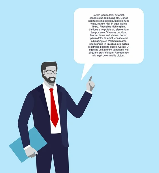 Illustratie van zakenman gezichtsloze met tekstballon — Stockvector