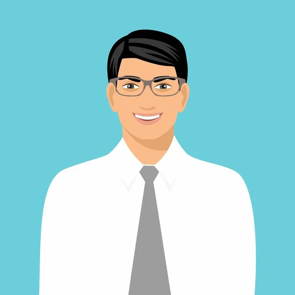 Hombre sonriente con gafas. Joven hombre sonriente atractivo una camisa blanca, corbata y gafas . — Vector de stock