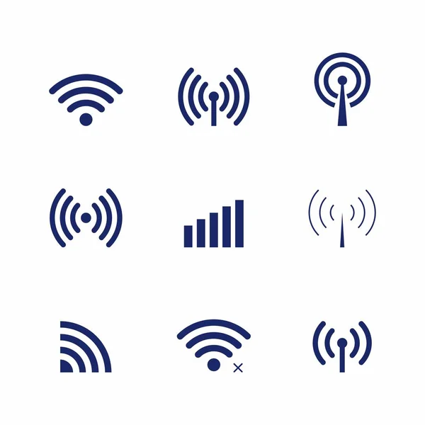 Set of Wi-Fi and Wireless icons for remote access and communication via radio waves. — Stock Vector