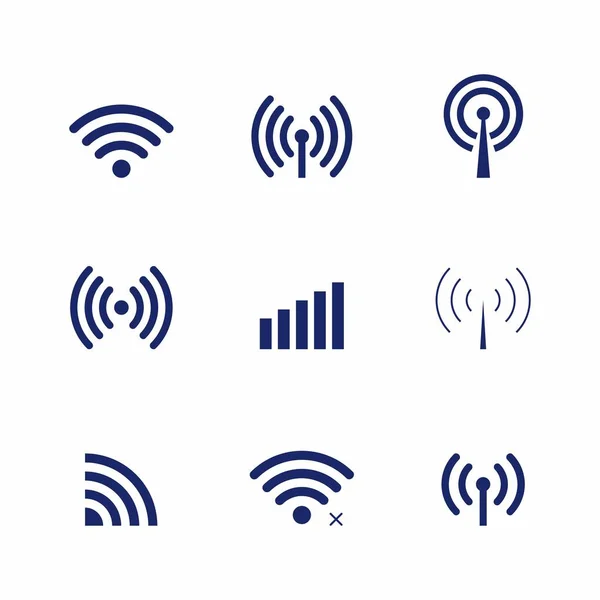 Conjunto de iconos Wi-Fi e inalámbricos para el acceso remoto y la comunicación a través de ondas de radio . — Archivo Imágenes Vectoriales