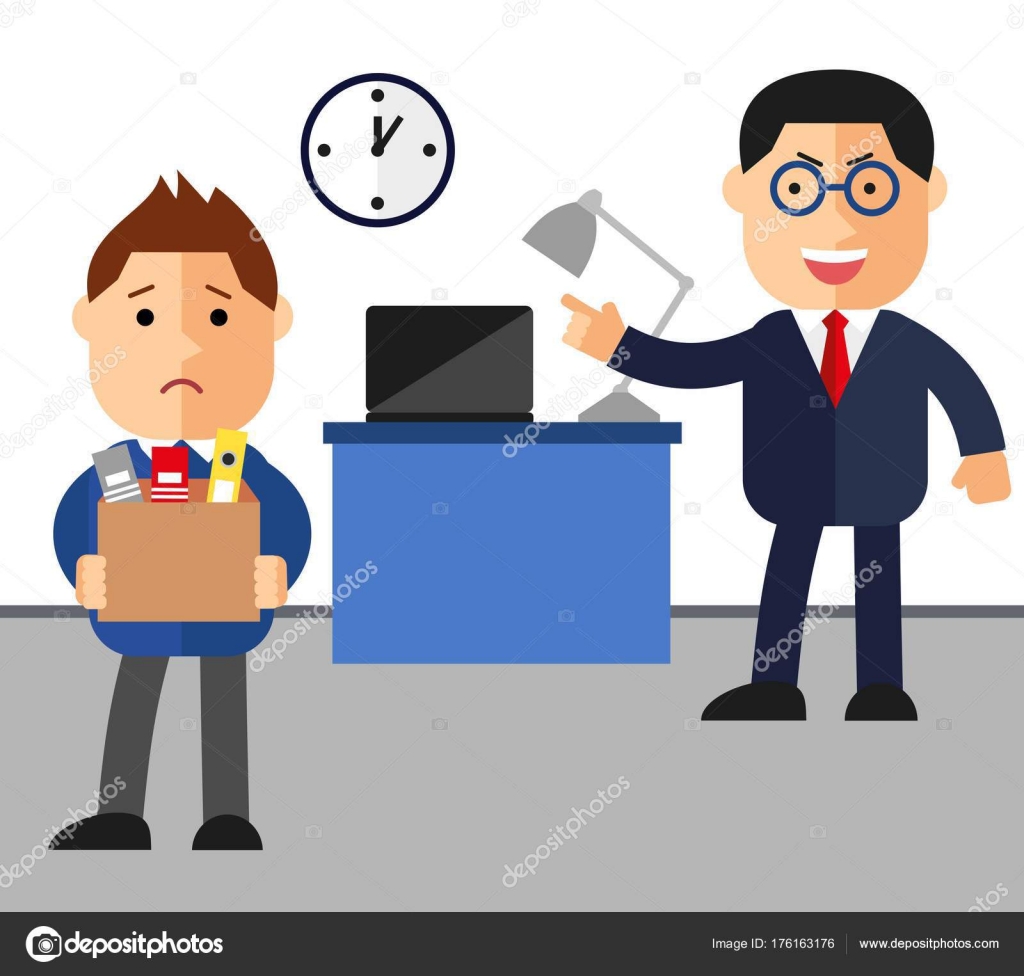 Concept Dismissal Boss Dismissed Employee Flat Vector Illustration Sad  Cartoon Stock Vector Image by ©Alla16 #176163176
