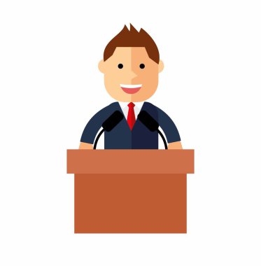 tribün konuşan Hatip. kamu hoparlördür. düz stil çizimde