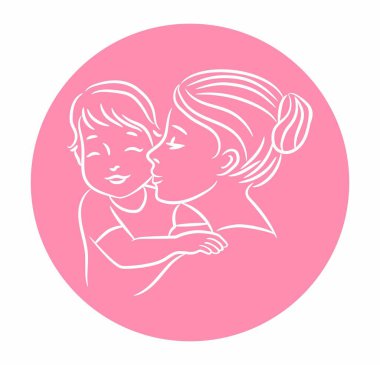 Anne ve bebeği vektör çizimi