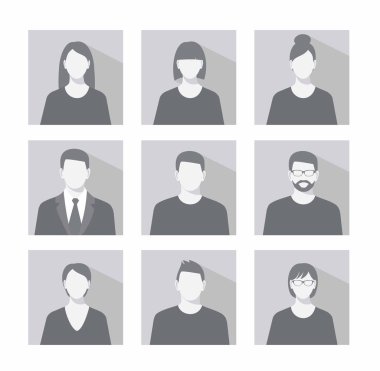 Avatar profil resim simgesi de dahil olmak üzere kadın ve erkek seti 