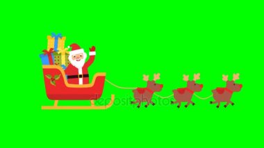 geyik Noel Baba hediye ile bir atlı kızak üzerinde toplanırlar. renk key.footage