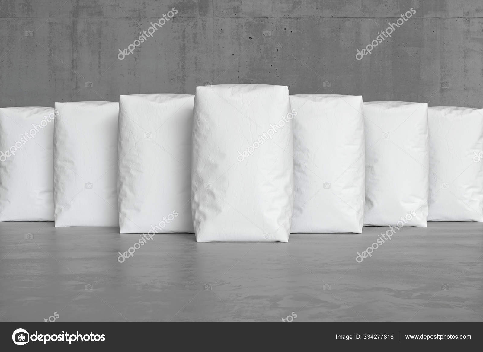 White sacks on the concrete floor. 3d render Stock Photo by ©Stopho