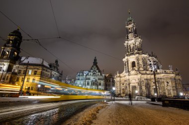 Dresden's Old Town kış geceleri