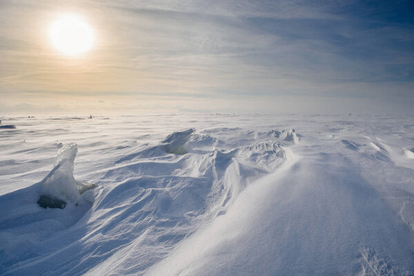 Boundless icy landscape during