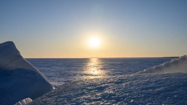 Puesta Sol Helado Paisaje Del Norte Vueltas Tiempo — Vídeos de Stock