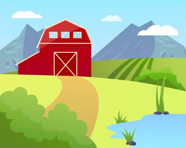 Bir çiftliğin vektör illüstrasyonu