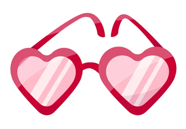 Gafas de color rosa en forma de corazones — Vector de stock