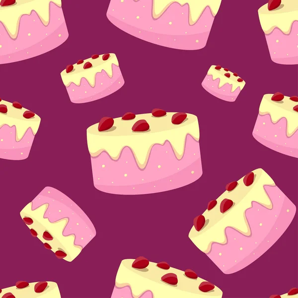 seamless pattern with cakes on a purple background