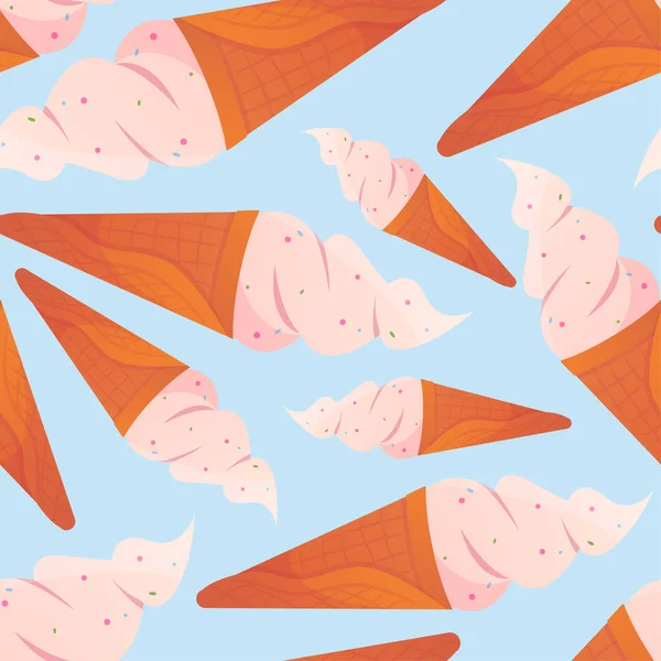 Seamless pattern with ice creams on a blue background — 스톡 벡터