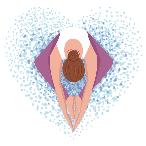 Mavi noktalı vektör yoga illüstrasyonu. Logo ya da web sitesi, afiş, kartvizit, drochure vs. için yoga tasarımı sev.