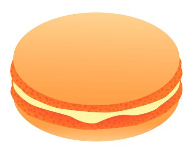 Beyaz arka planda izole edilmiş turuncu badem kurabiyesinin vektör çizimi. Tasarımın tatlı elementi