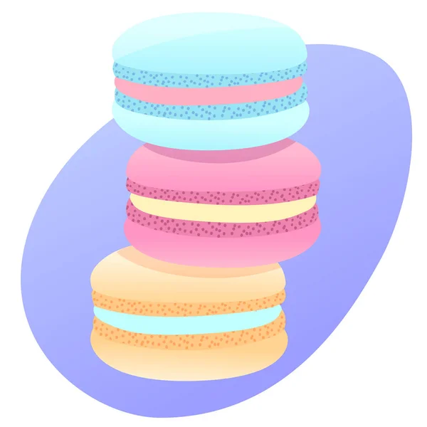 Vektor Illusztrációja Macaroons Egy Lila Háttér Dizájn Édes Eleme — Stock Vector