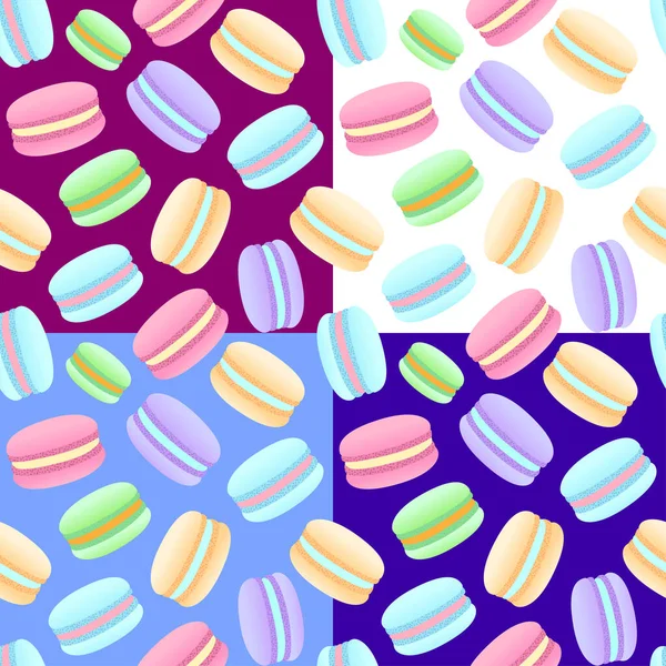 Patrón Sin Costuras Vectorial Con Macarrones Coloridos Diferentes Fondos — Vector de stock