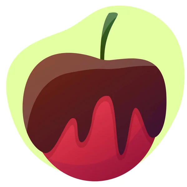 Vektorillustration Eines Apfels Mit Schokolade Süßes Dessert Kunstelement Für Küche — Stockvektor