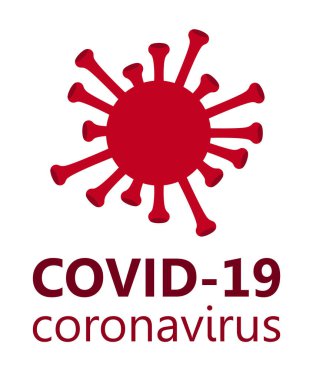 Kırmızı virüs covid-19 veya coronavirüs 'ün vektör işareti. 2019-NCoV. Romantik koronavirüs salgını. Düz vektör modern tasarım beyaz zemin üzerinde