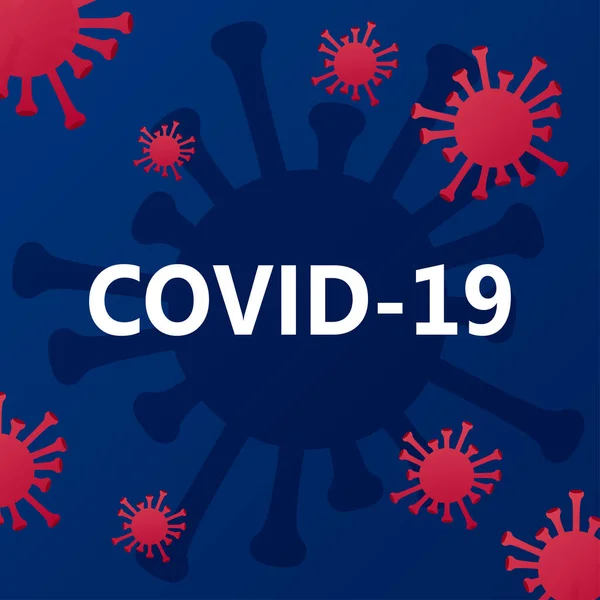 Kırmızı virüs covid-19 ya da coronavirüs içeren mavi vektör arkaplanı. 2019-NCoV. Romantik koronavirüs salgını. Düz vektör modern tasarım