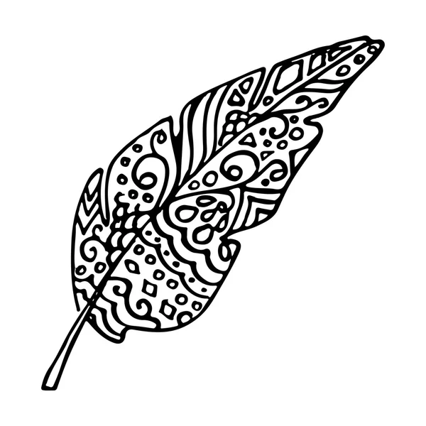 Монохромне чорно-біле пташине перо Векторне ескізне мистецтво — стоковий вектор