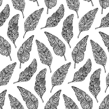 Tek renkli kuş tüyü seamless modeli boho vintage vektör