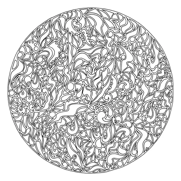 Zwart-wit monochroom doodle cirkel textuur achtergrond vector — Stockvector